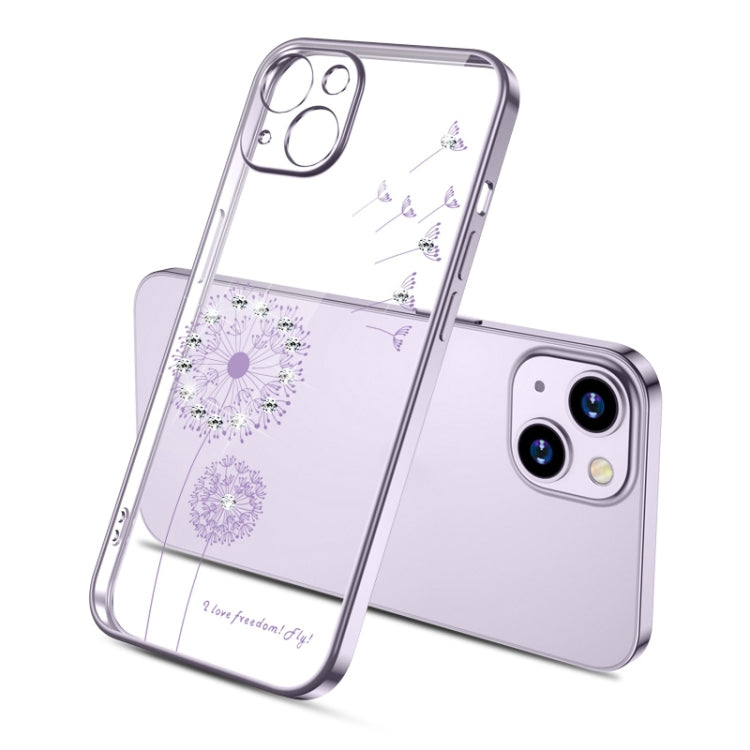 For iPhone 14 Electroplating Diamond Dandelion TPU Phone Case (Purple) - iPhone 14 Cases by PMC Jewellery | Online Shopping South Africa | PMC Jewellery