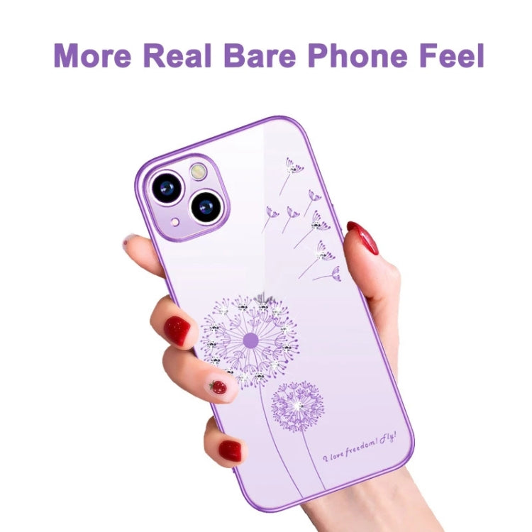 For iPhone 14 Electroplating Diamond Dandelion TPU Phone Case (Purple) - iPhone 14 Cases by PMC Jewellery | Online Shopping South Africa | PMC Jewellery