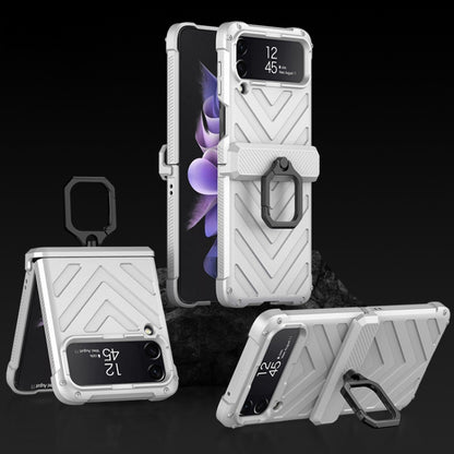 For Samsung Galaxy Z Flip4 GKK Sliding Camshield Magnetic Armor Flip Phone Case with Ring Holder(Silver) - Galaxy Z Flip4 5G Cases by GKK | Online Shopping South Africa | PMC Jewellery