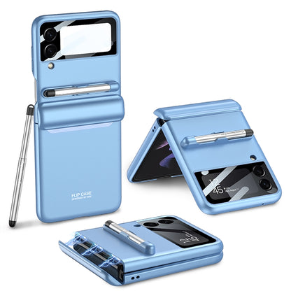 For Samsung Galaxy Z Flip4 GKK Magnetic Full Coverage Phone Flip Case with Pen(Blue) - Galaxy Z Flip4 5G Cases by GKK | Online Shopping South Africa | PMC Jewellery | Buy Now Pay Later Mobicred