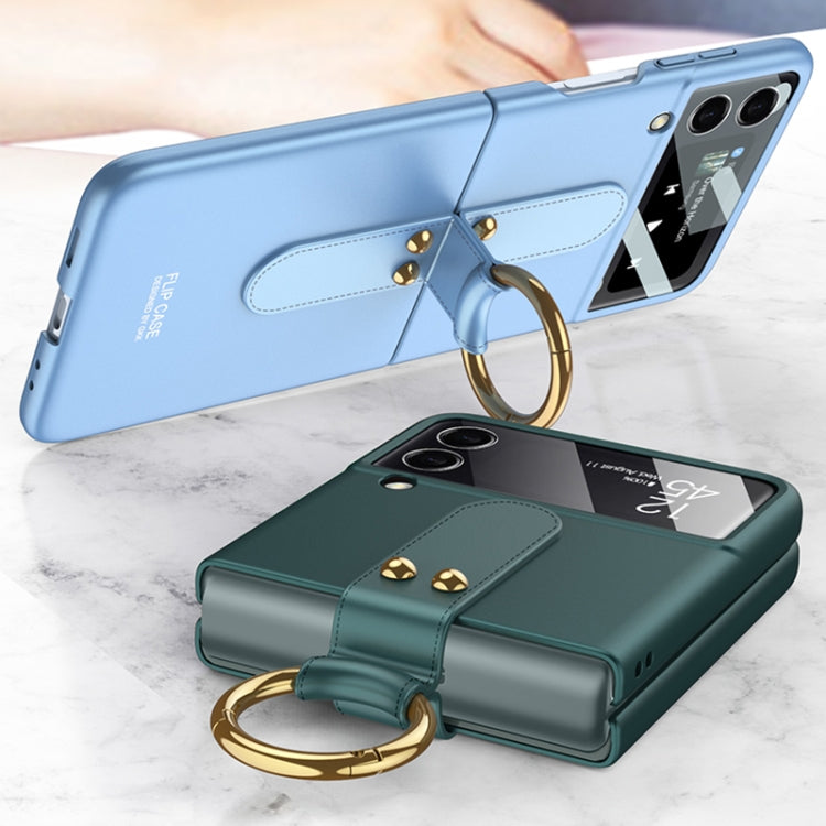 For Samsung Galaxy Z Flip4 GKK Ultra-thin PC Full Coverage Phone Flip Case with Ring Holder(Dark Green) - Galaxy Z Flip4 5G Cases by GKK | Online Shopping South Africa | PMC Jewellery