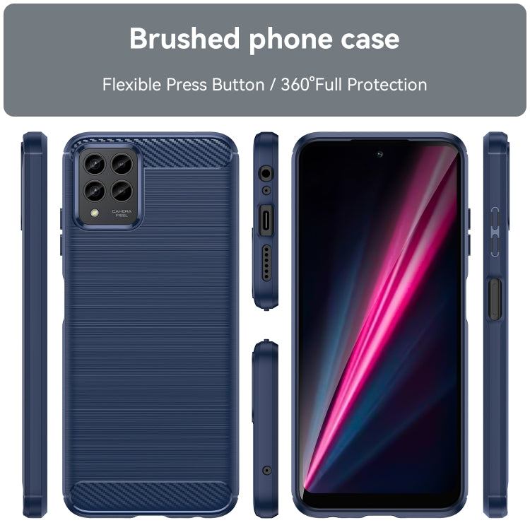 For T-Mobile REVVL 6 Pro 5G Brushed Texture Carbon Fiber TPU Phone Case(Blue) - More Brand by PMC Jewellery | Online Shopping South Africa | PMC Jewellery