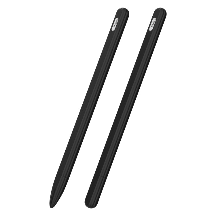 3 in 1 Striped Liquid Silicone Stylus Case with Two Tip Caps For Apple Pencil 1(Black) - Pencil Accessories by PMC Jewellery | Online Shopping South Africa | PMC Jewellery