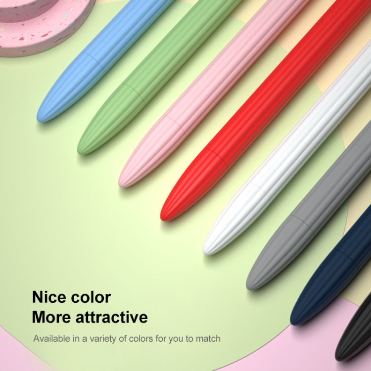 3 in 1 Striped Liquid Silicone Stylus Case with Two Tip Caps For Apple Pencil 2(Red) - Pencil Accessories by PMC TechLife | Online Shopping South Africa | PMC TechLife