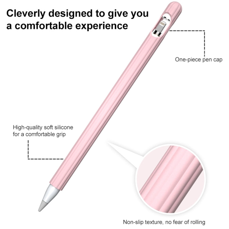 3 in 1 Striped Liquid Silicone Stylus Case with Two Tip Caps For Apple Pencil 2(Red) - Pencil Accessories by PMC TechLife | Online Shopping South Africa | PMC TechLife