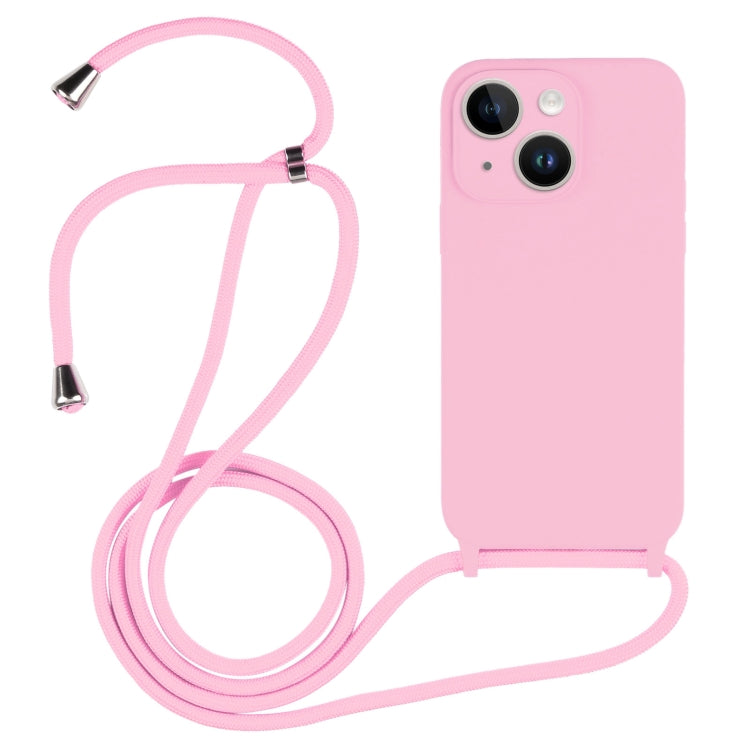 For iPhone 14 Crossbody Lanyard Liquid Silicone Case(Pink) - iPhone 14 Cases by PMC TechLife | Online Shopping South Africa | PMC TechLife