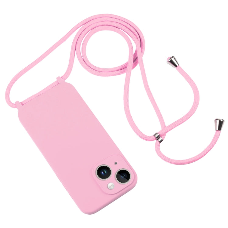 For iPhone 14 Crossbody Lanyard Liquid Silicone Case(Pink) - iPhone 14 Cases by PMC TechLife | Online Shopping South Africa | PMC TechLife