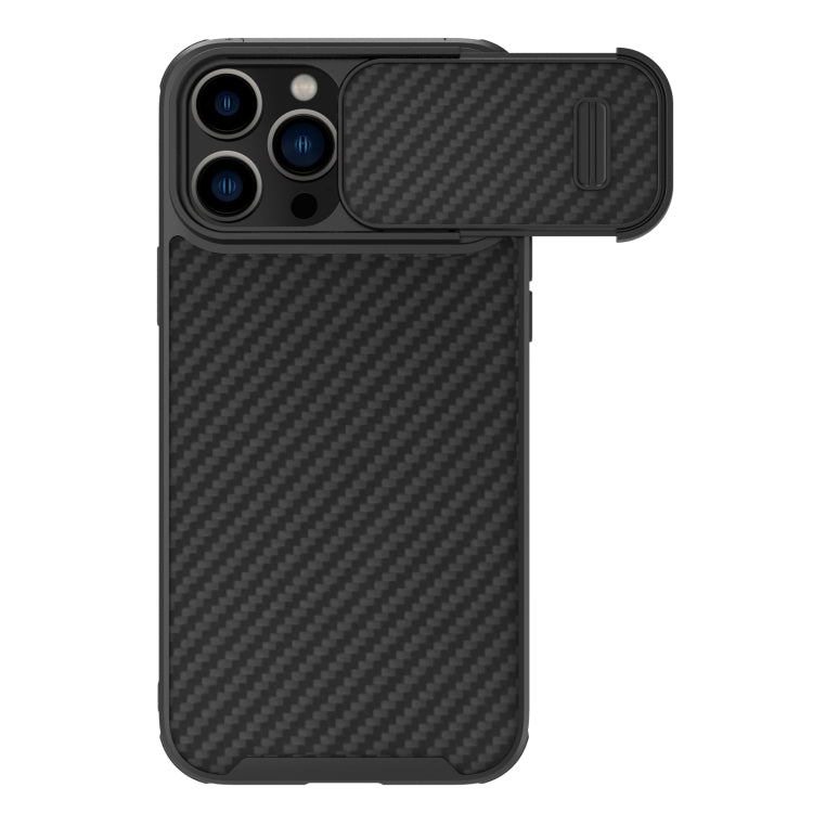 For iPhone 14 Pro Max NILLKIN Synthetic Fiber Camshield Phone Case(Black) - iPhone 14 Pro Max Cases by NILLKIN | Online Shopping South Africa | PMC Jewellery