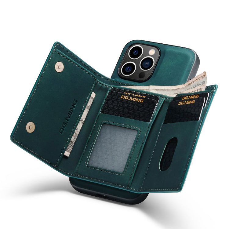 For iPhone 14 Pro DG.MING M1 Series 3-Fold Multi Card Wallet Leather Case(Green) - free shipping - PMC TechLife - Order now!