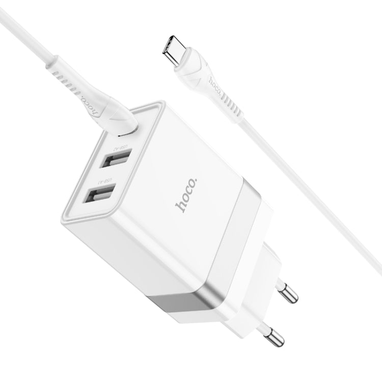 hoco N21 Pro Tourer PD 30W Type-C to Type-C Three-port Fast Charger Set, Plug Type:EU Plug - USB-C & Type-C Cable by hoco | Online Shopping South Africa | PMC Jewellery