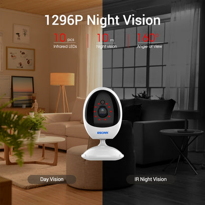 ESCAM QF006 3MP 1296P HD Indoor Wireless PTZ IP Camera IR Night Vision AI Humanoid Detection Home Security CCTV Monitor, Plug Type:EU Plug(White) - Mini Camera by ESCAM | Online Shopping South Africa | PMC Jewellery | Buy Now Pay Later Mobicred