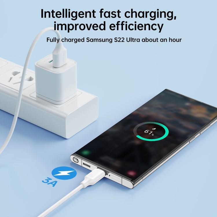 JOYROOM S-UC027A9 3A USB to USB-C/Type-C Fast Charging Data Cable, Length:1m(White) - USB-C & Type-C Cable by JOYROOM | Online Shopping South Africa | PMC TechLife | Buy Now Pay Later Mobicred