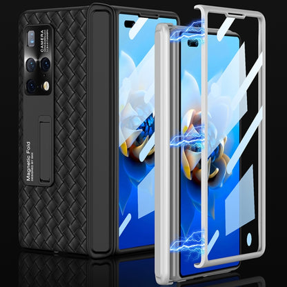 For Huawei Mate X2 GKK Magnetic Folding Plain Leather Full Coverage Phone Case with Hinges(Carbon Fiber) - Huawei Cases by GKK | Online Shopping South Africa | PMC Jewellery