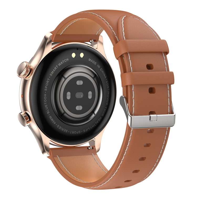 Ochstin 5HK8 Pro 1.36 inch Round Screen Blood Oxygen Blood Pressure Monitoring Bluetooth Smart Watch, Strap:Leather(Gold) - Smart Watches by OCHSTIN | Online Shopping South Africa | PMC Jewellery | Buy Now Pay Later Mobicred