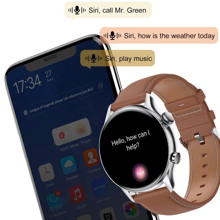 Ochstin 5HK8 Pro 1.36 inch Round Screen Blood Oxygen Blood Pressure Monitoring Bluetooth Smart Watch, Strap:Leather(Gold) - Smart Watches by OCHSTIN | Online Shopping South Africa | PMC Jewellery | Buy Now Pay Later Mobicred