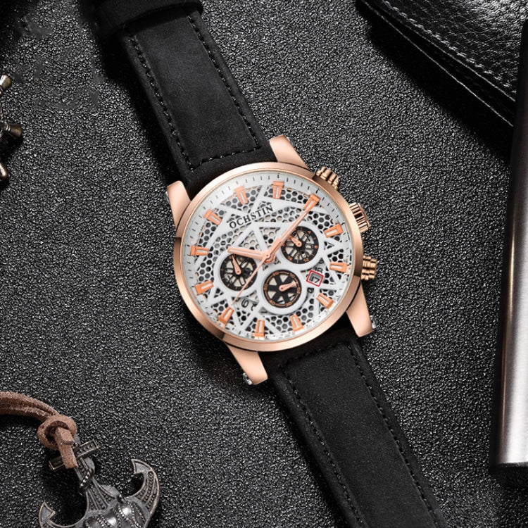 Ochstin 5052B Multifunctional Business Waterproof Leather Strap Quartz Watch(Rose Gold+Brown) - Leather Strap Watches by OCHSTIN | Online Shopping South Africa | PMC Jewellery | Buy Now Pay Later Mobicred