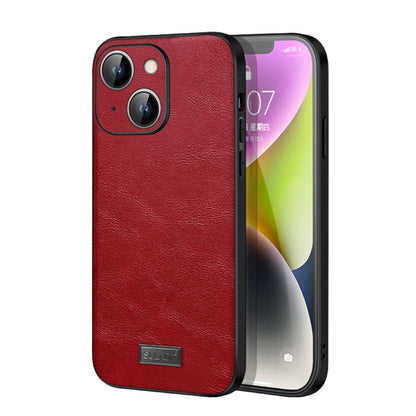 For iPhone 14 Plus SULADA Shockproof TPU + Handmade Leather Phone Case(Red) - iPhone 14 Plus Cases by SULADA | Online Shopping South Africa | PMC Jewellery