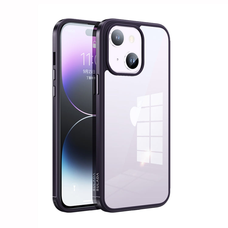 For iPhone 14 SULADA Metal Frame + Nano Glass + TPU Phone Case(Dark Purple) - iPhone 14 Cases by SULADA | Online Shopping South Africa | PMC Jewellery