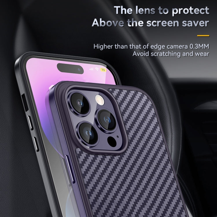 For iPhone 14 SULADA Carbon Fiber Textured Shockproof Metal + TPU Frame Case(Black) - iPhone 14 Cases by SULADA | Online Shopping South Africa | PMC Jewellery