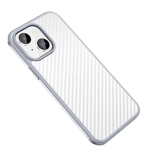 For iPhone 14 Plus SULADA Carbon Fiber Textured Shockproof Metal + TPU Frame Case(Silver) - iPhone 14 Plus Cases by SULADA | Online Shopping South Africa | PMC Jewellery