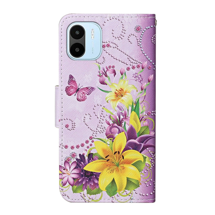 For Xiaomi Redmi A1 Colored Drawing Pattern Leather Phone Case(Yellow Flower Butterfly) - free shipping - PMC TechLife - Order now!