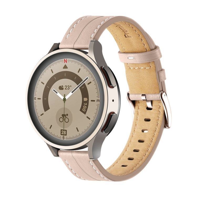 20mm Unusual Fluted Leather Watch Band(Light Pink) - 20mm Bands by PMC TechLife | Online Shopping South Africa | PMC TechLife | Buy Now Pay Later Mobicred