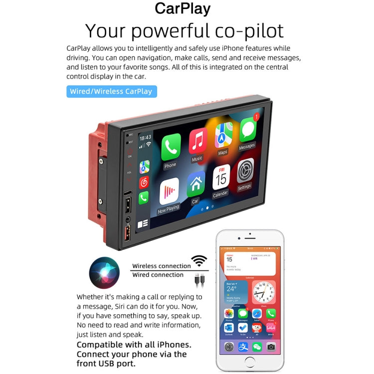 7 inch Wireless CarPlay Car MP5 Player Supports Bluetooth/Reverse/Mobile Phone Internet - Car MP3 & MP4 & MP5 by PMC Jewellery | Online Shopping South Africa | PMC Jewellery