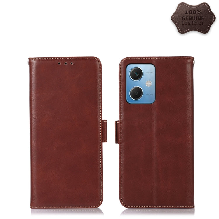 For Xiaomi Redmi Note 12 China Crazy Horse Top Layer Cowhide Leather Phone Case(Brown) - Note 12 Cases by PMC Jewellery | Online Shopping South Africa | PMC Jewellery