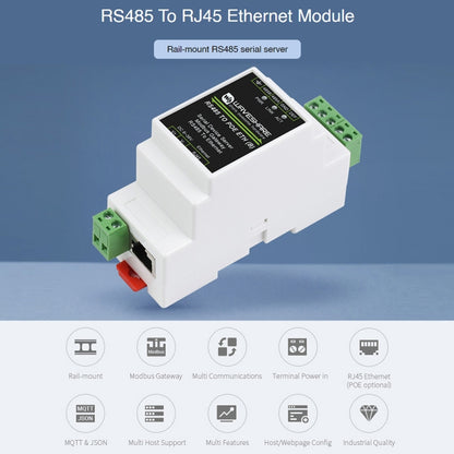 Waveshare Din Rail RS485 to RJ45 Serial Server with POE Function - Mini PC Accessories by WAVESHARE | Online Shopping South Africa | PMC Jewellery