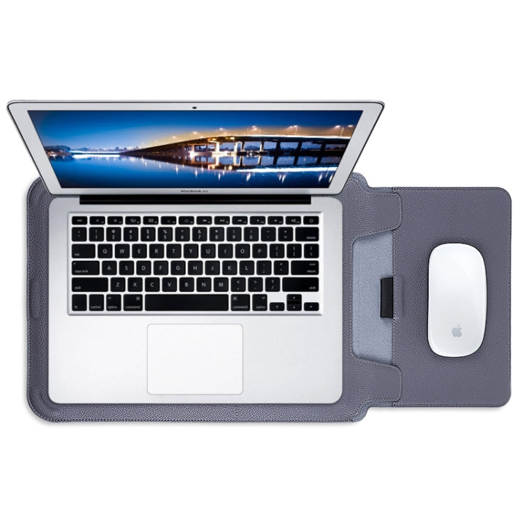 For MacBook 12 / 14 inch PU Leather 4 in 1 Laptop Bag with Functional Bracket(Space Gray) - Protective Bags by PMC TechLife | Online Shopping South Africa | PMC TechLife