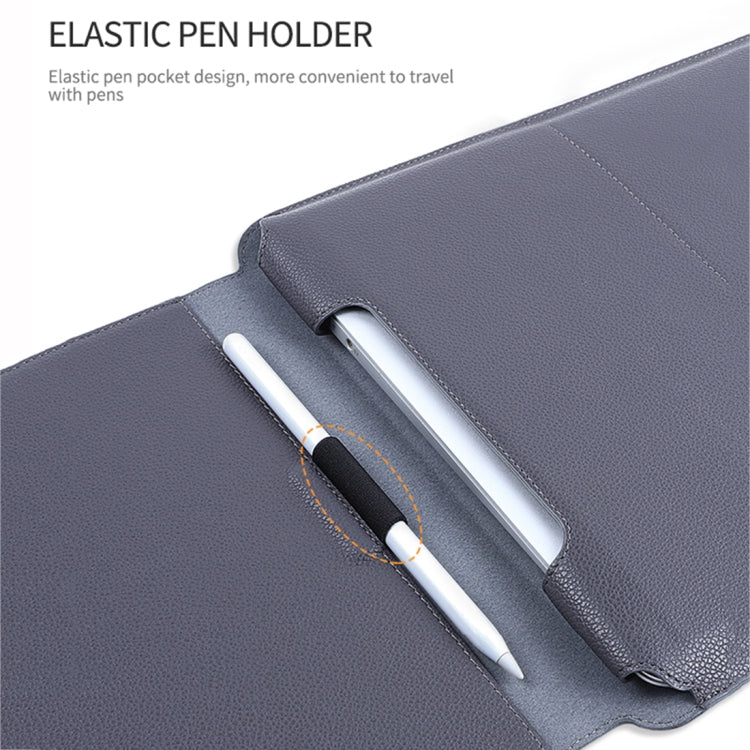 For MacBook 12 / 14 inch PU Leather 4 in 1 Laptop Bag with Functional Bracket(Space Gray) - Protective Bags by PMC TechLife | Online Shopping South Africa | PMC TechLife