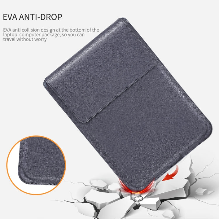 For MacBook 12 / 14 inch PU Leather 4 in 1 Laptop Bag with Functional Bracket(Space Gray) - Protective Bags by PMC TechLife | Online Shopping South Africa | PMC TechLife