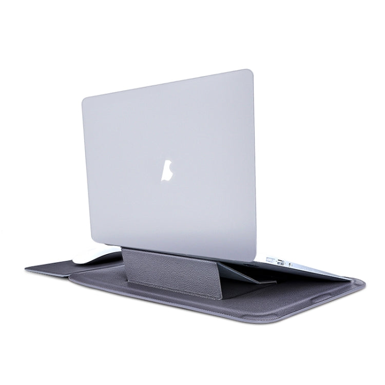 For MacBook 15 / 16 inch PU Leather 4 in 1 Laptop Bag with Functional Bracket(Black) - free shipping - PMC TechLife - Order now!