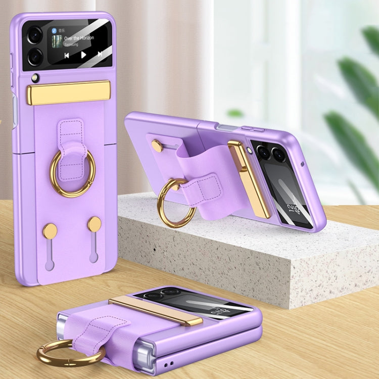 For Samsung Galaxy Z Flip4 GKK Ultrathin Shockproof Phone Case with Ring Holder / Wrist Strap(Purple) - Galaxy Z Flip4 5G Cases by GKK | Online Shopping South Africa | PMC Jewellery