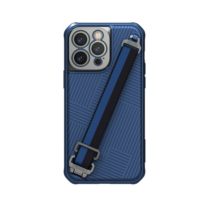 For iPhone 14 Pro Max NILLKIN MagSafe Full Coverage Phone Case with Wrist Strap(Blue) - iPhone 14 Pro Max Cases by NILLKIN | Online Shopping South Africa | PMC Jewellery