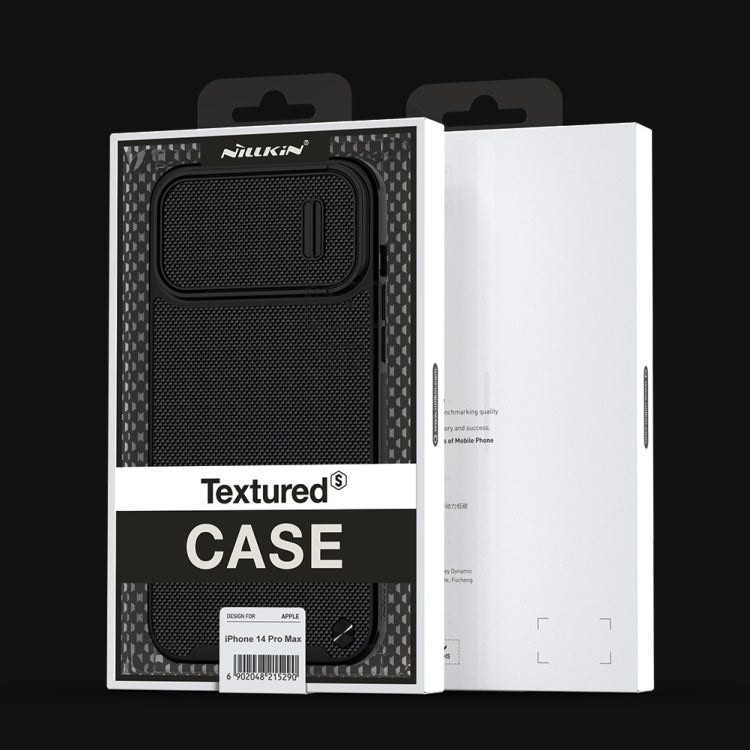 For iPhone 14 Pro Max NILLKIN Texture MagSafe Camshield PC + TPU Phone Case(Black) - iPhone 14 Pro Max Cases by NILLKIN | Online Shopping South Africa | PMC Jewellery | Buy Now Pay Later Mobicred