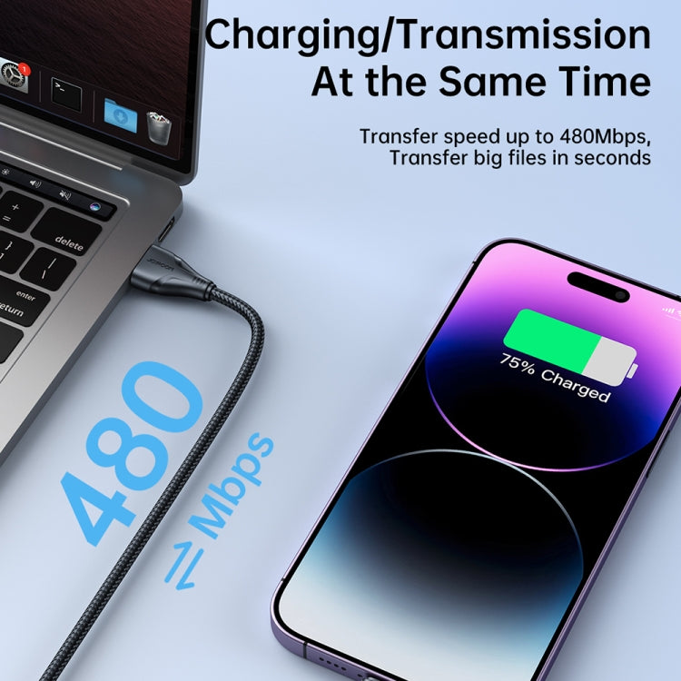 JOYROOM 2.4A USB to 8 Pin Surpass Series Fast Charging Data Cable, Length:0.25m(Black) - Normal Style Cable by JOYROOM | Online Shopping South Africa | PMC TechLife