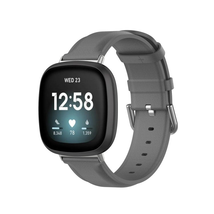 For Fitbit Versa 3 / Sense Genuine Leather Watch Band(Grey) - free shipping - PMC TechLife - Order now!