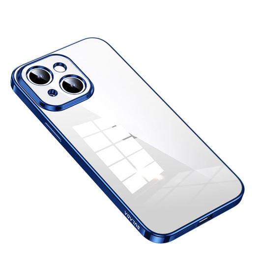 For iPhone 14 SULADA Shine Through Series Plating TPU Transparent Phone Protective Case(Blue) - iPhone 14 Cases by SULADA | Online Shopping South Africa | PMC Jewellery | Buy Now Pay Later Mobicred