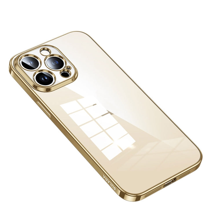 For iPhone 14 Pro Max SULADA Shine Through Series Plating TPU Transparent Phone Protective Case(Gold) - iPhone 14 Pro Max Cases by SULADA | Online Shopping South Africa | PMC Jewellery