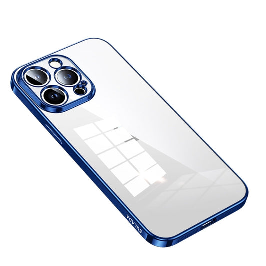 For iPhone 14 Pro Max SULADA Shine Through Series Plating TPU Transparent Phone Protective Case(Blue) - iPhone 14 Pro Max Cases by SULADA | Online Shopping South Africa | PMC Jewellery | Buy Now Pay Later Mobicred