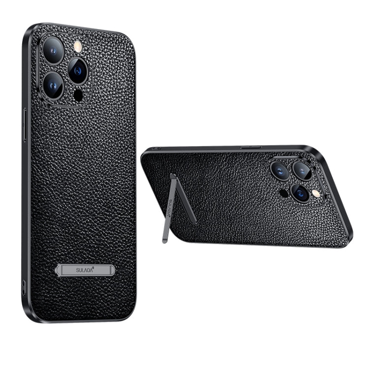 For iPhone 14 Pro Max SULADA Invisible Bracket Leather Back Cover Phone Case(Black) - free shipping - PMC TechLife - Order now!