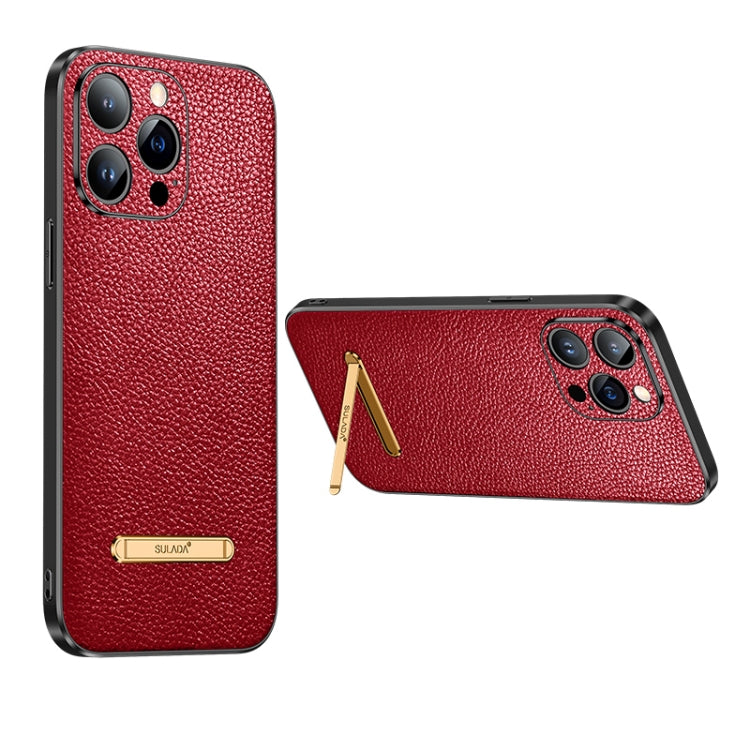 For iPhone 14 Pro Max SULADA Invisible Bracket Leather Back Cover Phone Case(Red) - iPhone 14 Pro Max Cases by SULADA | Online Shopping South Africa | PMC TechLife | Buy Now Pay Later Mobicred