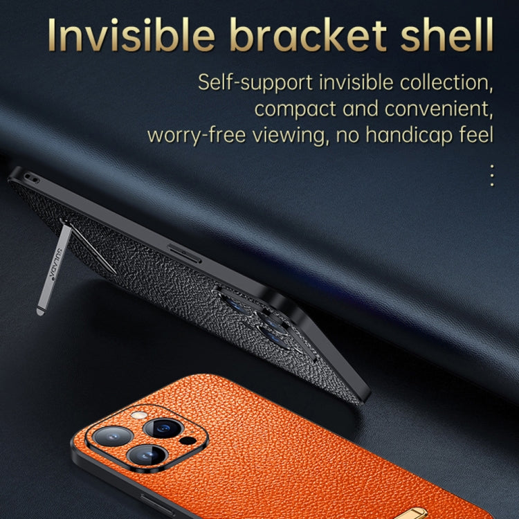 For iPhone 13 Pro Max SULADA Invisible Bracket Leather Back Cover Phone Case(Orange) - iPhone 13 Pro Max Cases by SULADA | Online Shopping South Africa | PMC Jewellery | Buy Now Pay Later Mobicred