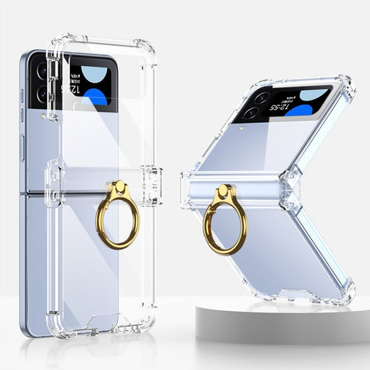 For Samsung Galaxy Z Flip4 GKK Airbag Hinge Shockproof Phone Case with Ring Holder(Transparent) - Galaxy Z Flip4 5G Cases by GKK | Online Shopping South Africa | PMC Jewellery