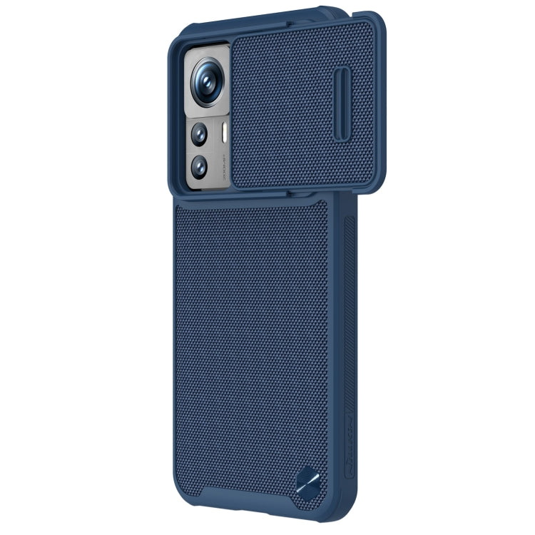 For Xiaomi 12T Pro NILLKIN 3D Textured Camshield PC + TPU Phone Case(Blue) - Xiaomi Cases by NILLKIN | Online Shopping South Africa | PMC Jewellery