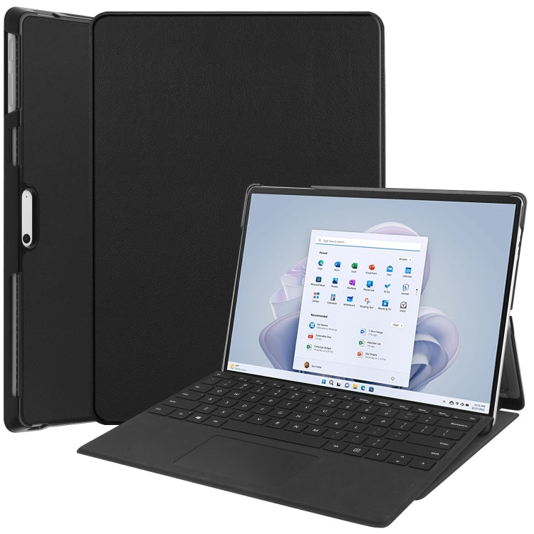 For Microsoft Surface Pro 9 Custer Pure Color Holder Leather Tablet Case(Black) - free shipping - PMC TechLife - Order now!