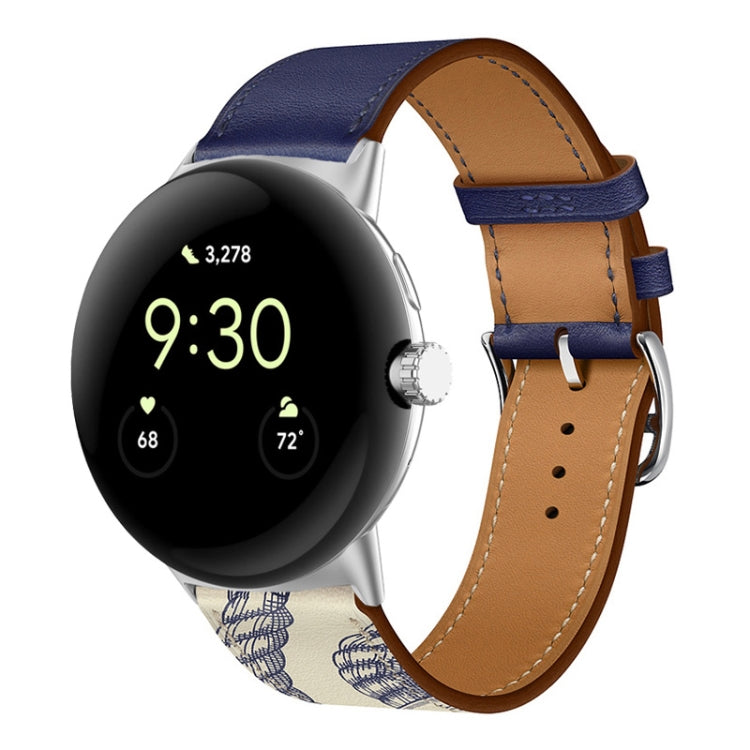 For Google Pixel Watch Genuine Leather Watch Band(Ink Blue+Marl) - free shipping - PMC TechLife - Order now!