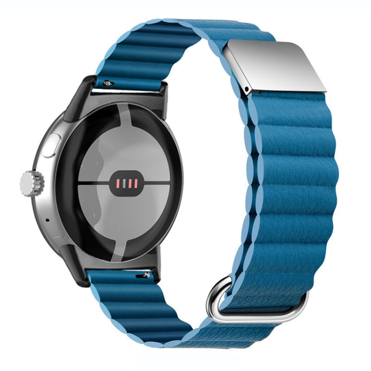 For Google Pixel Watch Reverse Buckle Magnetic Genuine Leather Watch Band(Blue) - free shipping - PMC TechLife - Order now!
