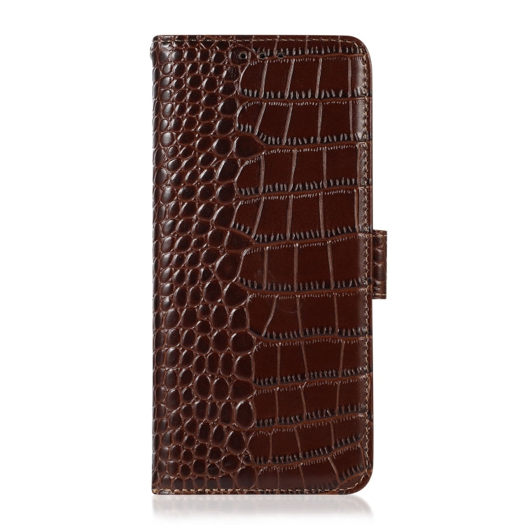 For OnePlus Nord CE 3 Lite Crocodile Top Layer Cowhide RFID Leather Phone Case(Brown) - OnePlus Cases by PMC Jewellery | Online Shopping South Africa | PMC Jewellery